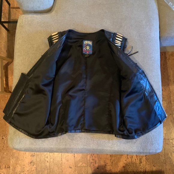 TRIBE AMERICA BUCKSKIN "Warrior" VEST Size 48 BLACK - Picture 7 of 9